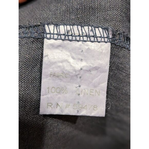 Bellambia Dark Blue 100% Linen Made in Italy Crochet Hem Shift Dress, 1X - Picture 6 of 7